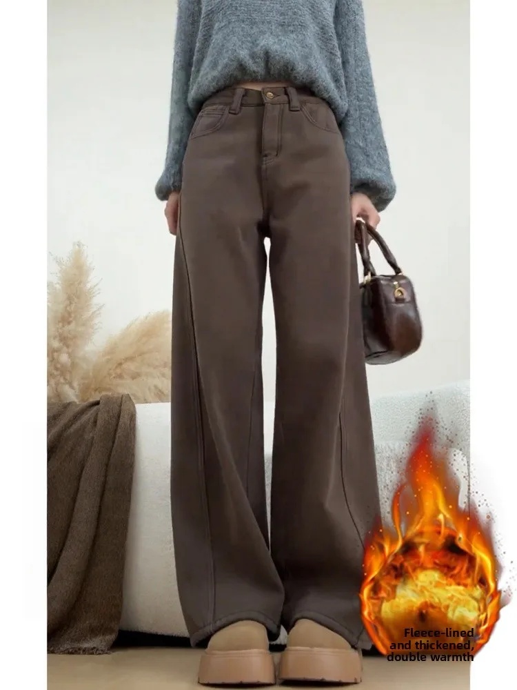 Большие размеры Fce Lined Thi Джинсовые брюки Женские осенне-зимние свободные брюки с высокой талией Тонкие прямые широкие джинсы Повседневные удобные
Большие размеры Fce Lined Thi Джинсовые брюки Женские осенне-зимние свободные брюки с высокой талией Тонкие прямые широкие джинсы Повседневные удобные