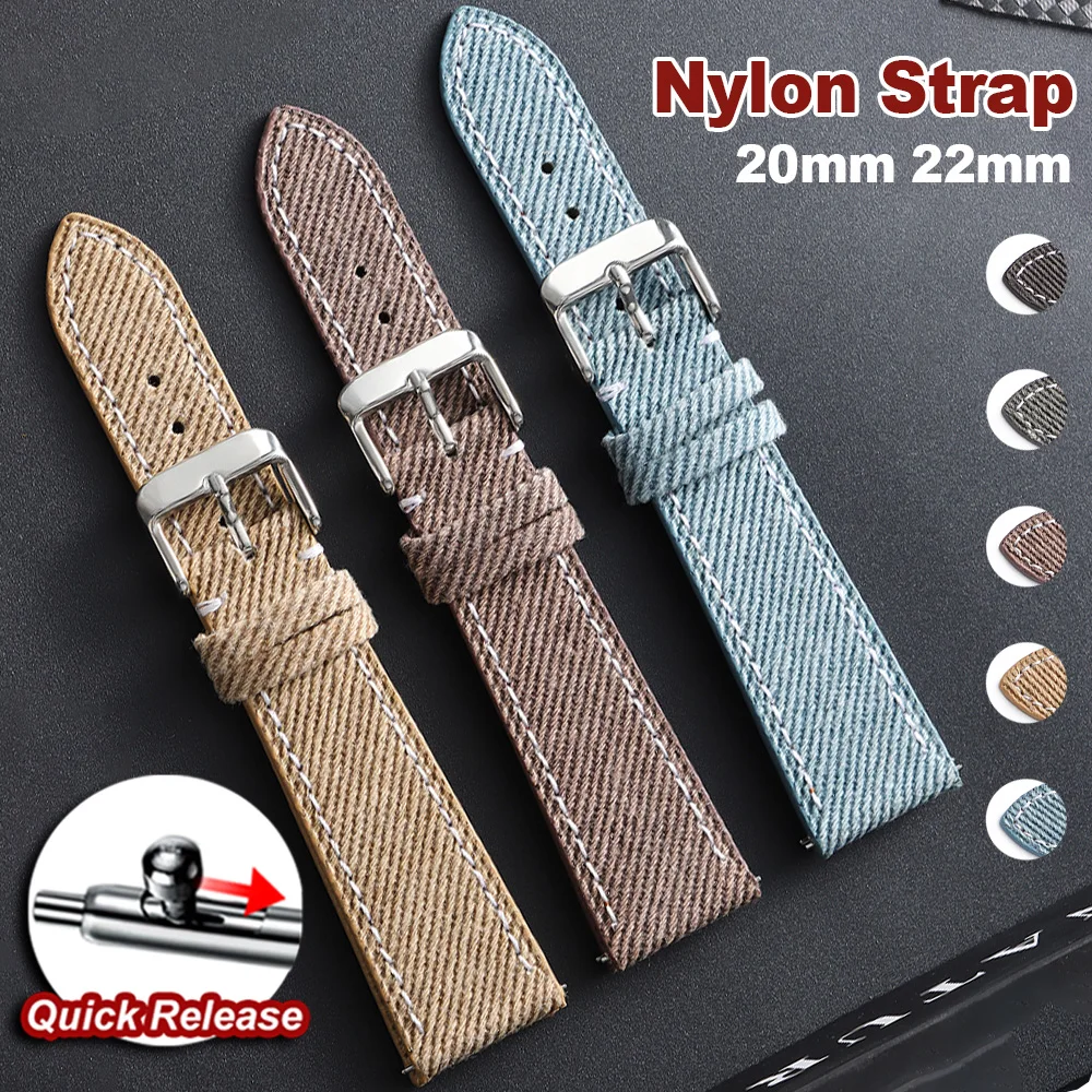 Denim Pattern Nylon Watch Band Vintage Sailcloth Nylon Leather Strap 18mm 20mm 22mm Men Women Universal Wrist Bracelets
Denim Pattern Nylon Watch Band Vintage Sailcloth Nylon Leather Strap 18mm 20mm 22mm Men Women Universal Wrist Bracelets