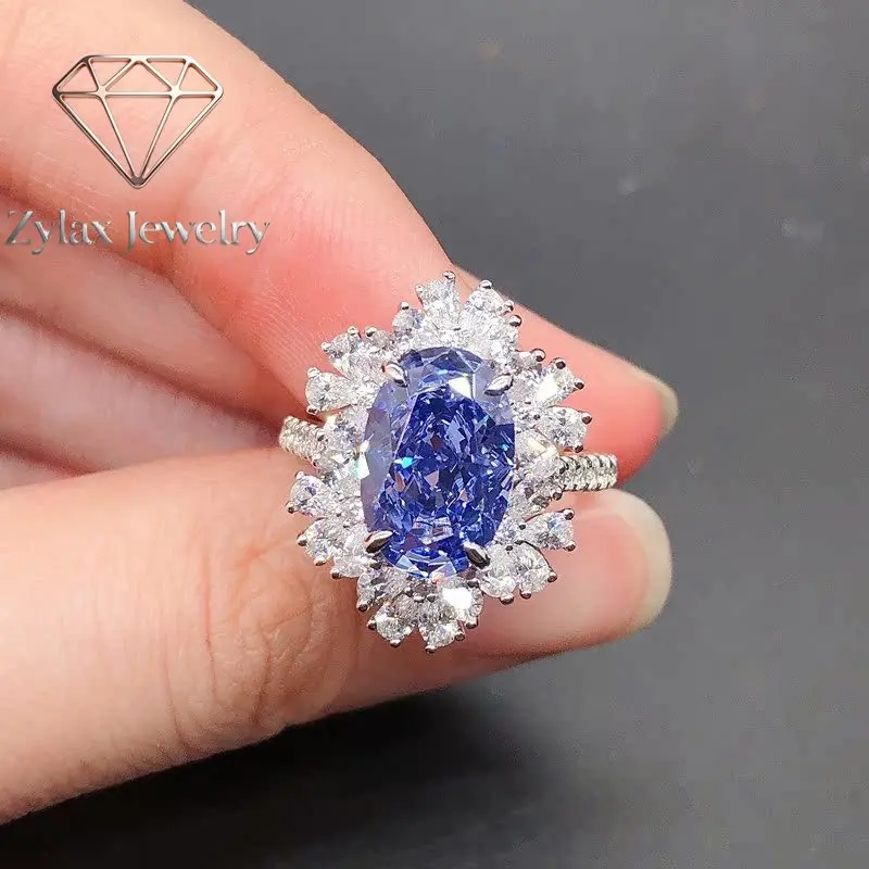 Zylax Jewelry Luxury Solid Platinum PT950 Women's Blue 4 karat Oval Diamond Ring
Zylax Jewelry Luxury Solid Platinum PT950 Women's Blue 4 karat Oval Diamond Ring