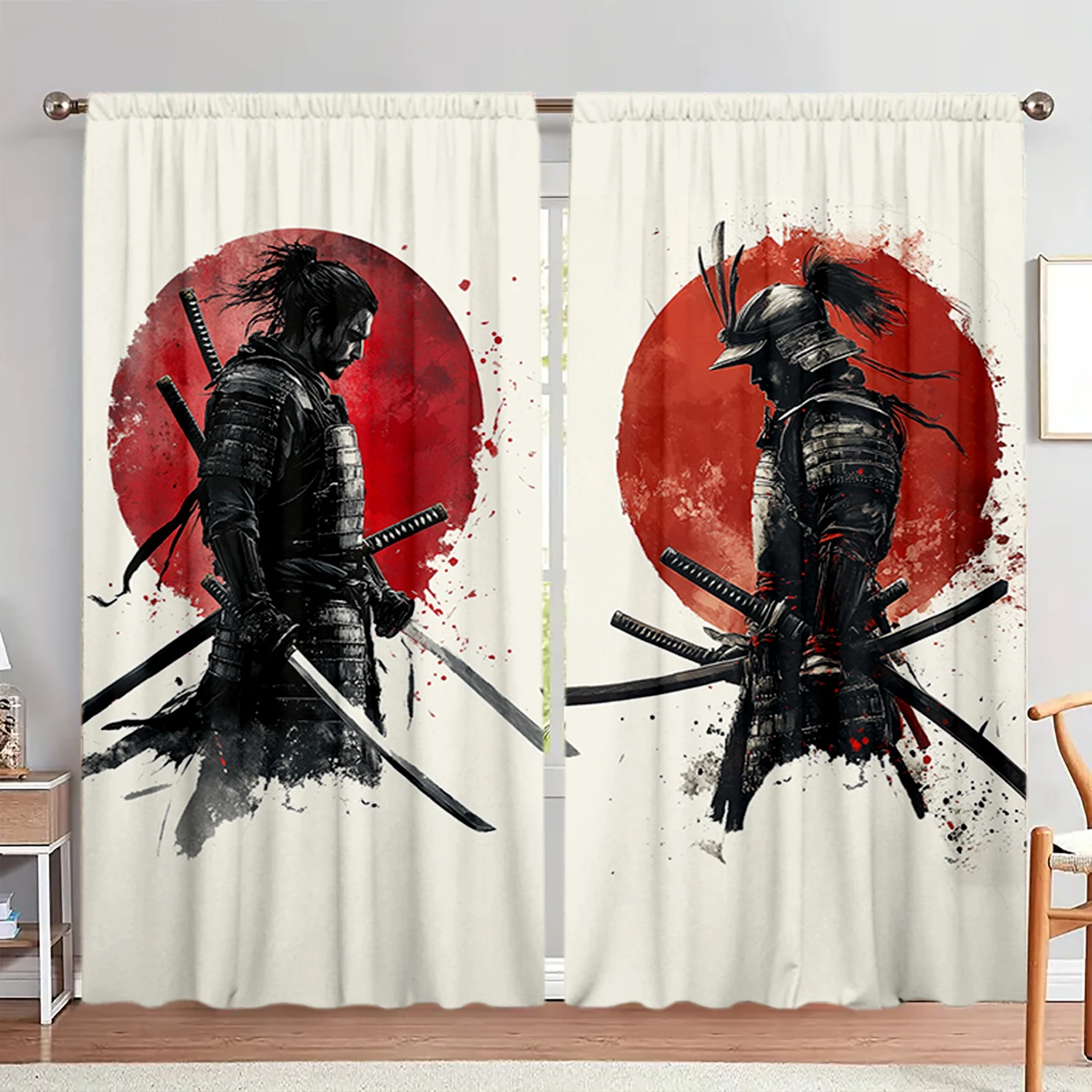 2pcs Samurai With Ink Painting Style Printed Curtain for Home Decor - Rod Pocket Window Treatment for Bedroom, Office, Kitchen,
2pcs Samurai With Ink Painting Style Printed Curtain for Home Decor - Rod Pocket Window Treatment for Bedroom, Office, Kitchen,