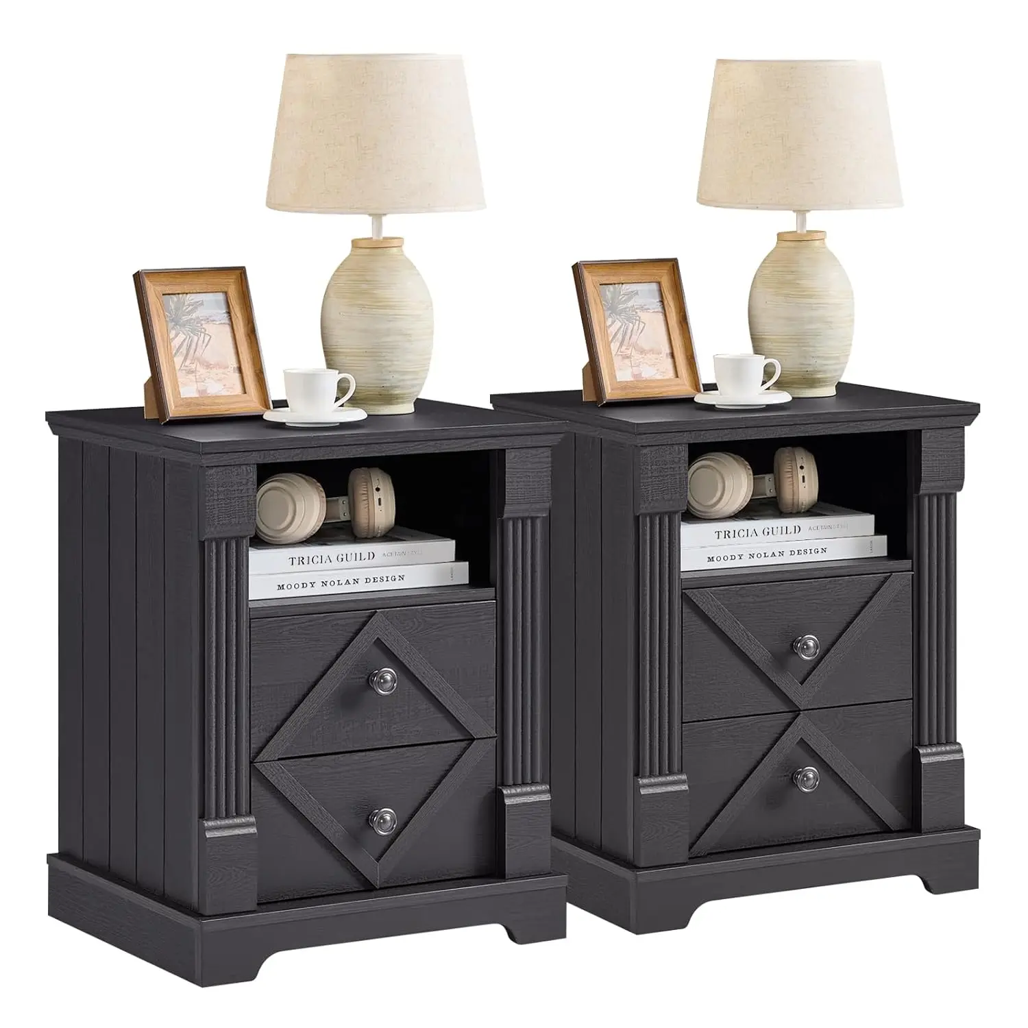 18" Farmhouse Nightstand Set Of 2 With Charging Station,2 Interchangeable Drawers End Table, Roman Column Bedside, Customized
18" Farmhouse Nightstand Set Of 2 With Charging Station,2 Interchangeable Drawers End Table, Roman Column Bedside, Customized