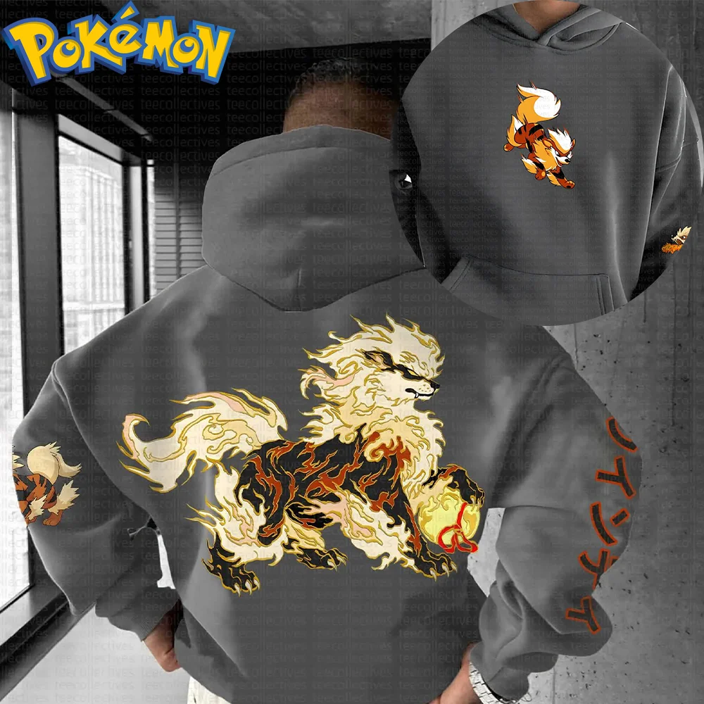 Pokemon Anime Arcanine Cotton Hoodie Harajuku Pants Set Gray Character Print with Fire Ball Ribbon Pattern Two Piece Outfit
Pokemon Anime Arcanine Cotton Hoodie Harajuku Pants Set Gray Character Print with Fire Ball Ribbon Pattern Two Piece Outfit