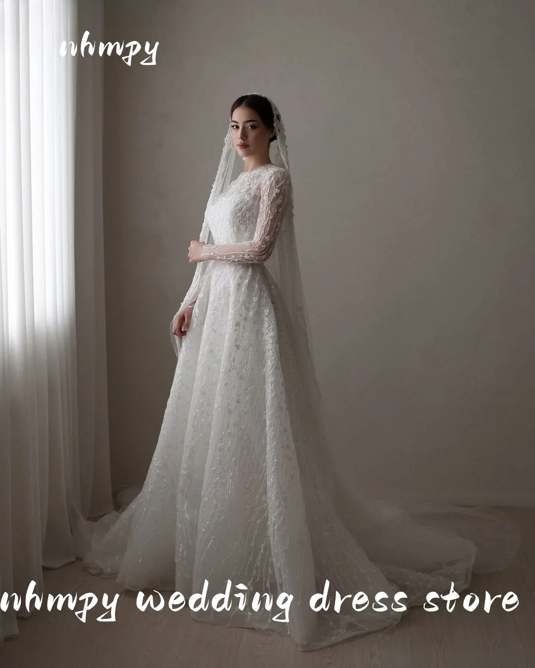 Glitter Wedding Dress Bead Organza With Embroidery A-Line Ballgown High-Neck Full Sleeve Customized Bride Dress Vestido De Novia
Glitter Wedding Dress Bead Organza With Embroidery A-Line Ballgown High-Neck Full Sleeve Customized Bride Dress Vestido De Novia