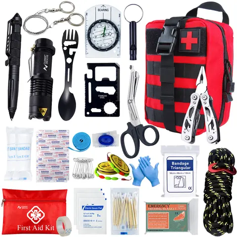 Kit di pronto soccorso tattico negli accessori per auto Kit di sopravvivenza Attrezzature da campeggio Borsa medica Custodia EDC per autodifesa ifak