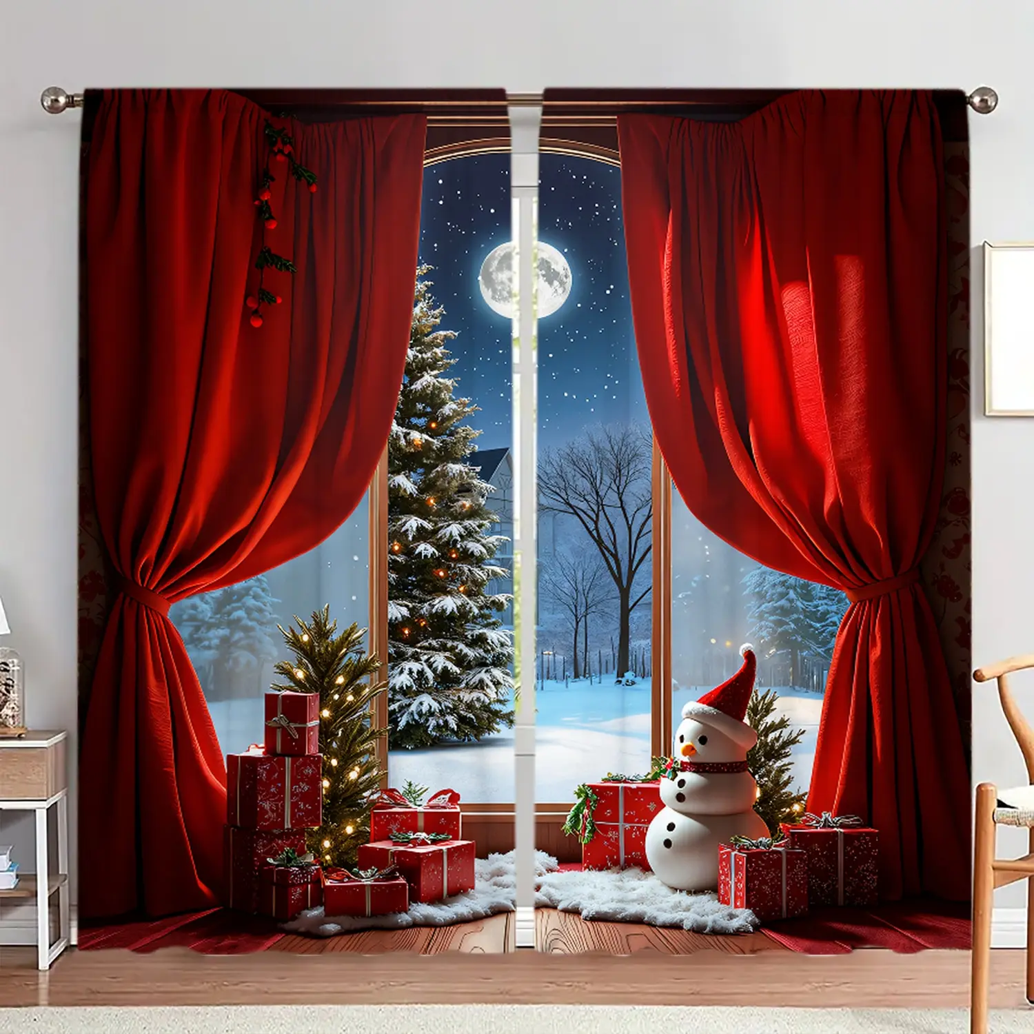 2-панельные рождественские шторы в виде снеговика в подарок, ночная снежная сцена, оконные шторы с лунным узором — идеально подходят для спальни, гостиной, гостиной
2-панельные рождественские шторы в виде снеговика в подарок, ночная снежная сцена, оконные шторы с лунным узором — идеально подходят для спальни, гостиной, гостиной