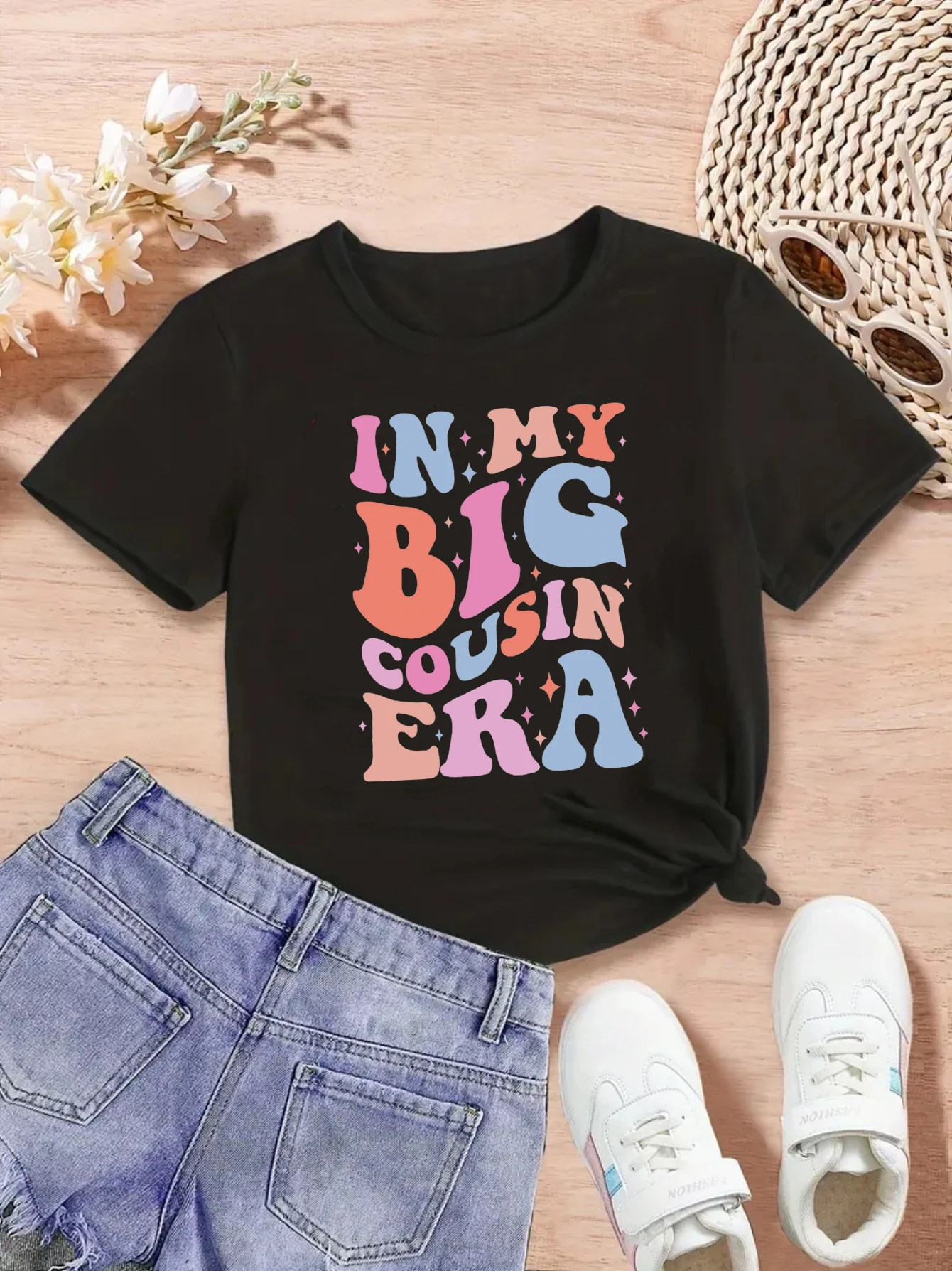 Colorful In My Big Cousin Era Stars Letter Printed T Shirt Girls Kawaii Kids Clothes Summer Short Sleeve Shirt
Colorful In My Big Cousin Era Stars Letter Printed T Shirt Girls Kawaii Kids Clothes Summer Short Sleeve Shirt