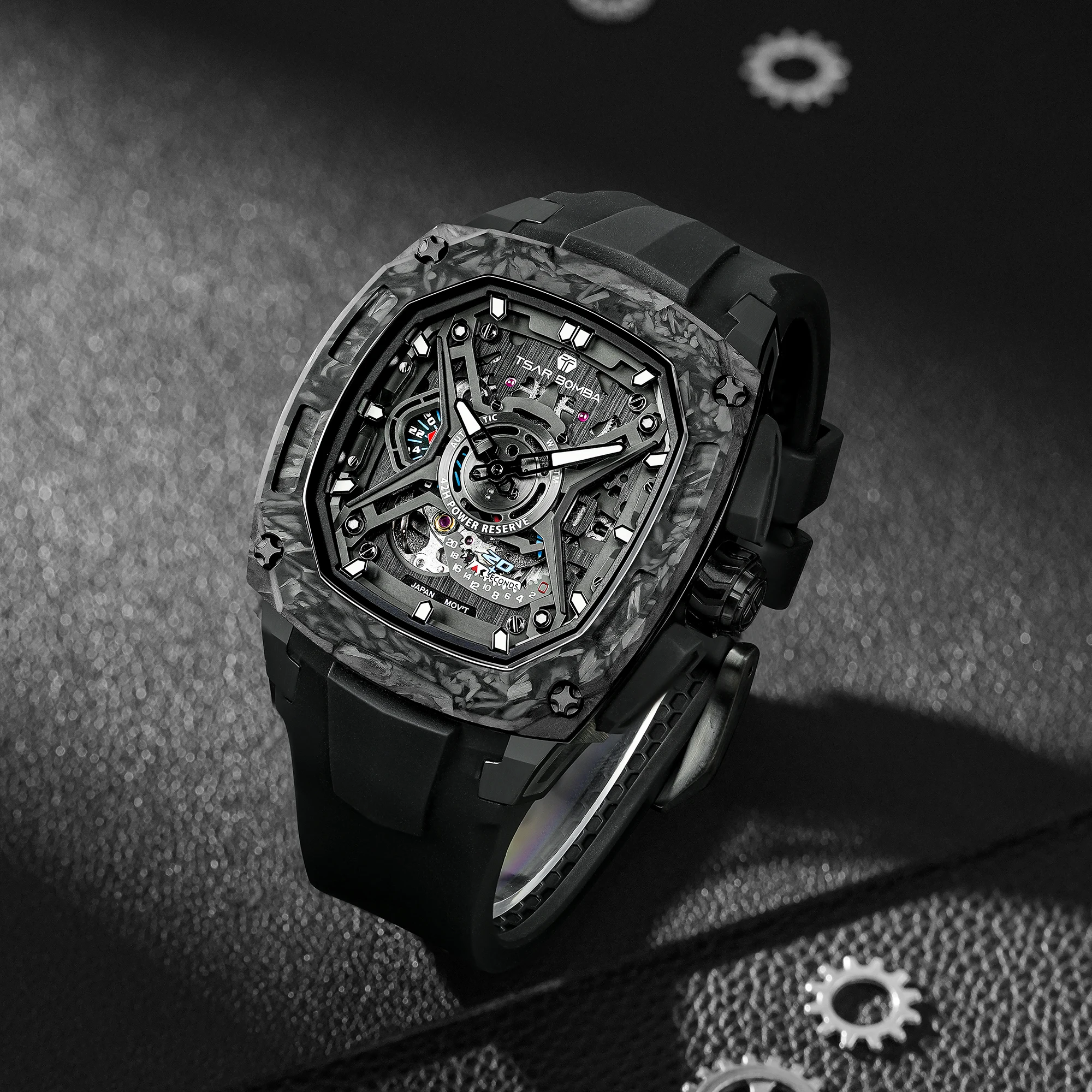 TSAR BOMBA Men's Luxury Mechanical Watch, Carbon Fiber Case, Luminous, 5ATM Waterproof, Viton Strap, Ideal Gift for Men
TSAR BOMBA Men's Luxury Mechanical Watch, Carbon Fiber Case, Luminous, 5ATM Waterproof, Viton Strap, Ideal Gift for Men