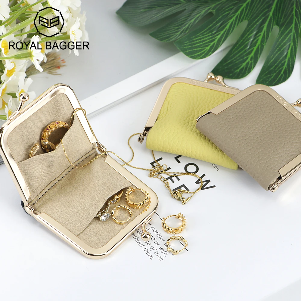 Royal Bagger Genuine Leather Mini Jewelry Box, Ring & Necklace Storage, Slim Coin Purse with Kiss Lock for Women 3120
Royal Bagger Genuine Leather Mini Jewelry Box, Ring & Necklace Storage, Slim Coin Purse with Kiss Lock for Women 3120