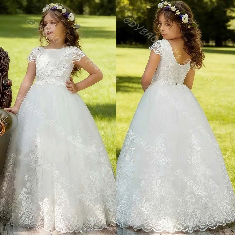 White/Ivory Lace Flower Girl Dresses for Wedding 2-14 Kids Cap Sleeves Princess First Communion Dress Custom Vestidos de Noiva
White/Ivory Lace Flower Girl Dresses for Wedding 2-14 Kids Cap Sleeves Princess First Communion Dress Custom Vestidos de Noiva
