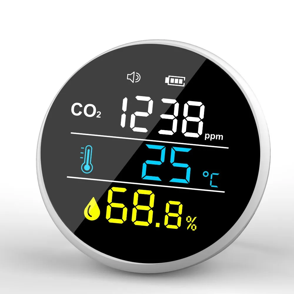 Mini Desktop CO2 Detector with LED Screen Air Quality Tester CO2 Meter Thermometer Hygrometer Into One RoHS CE Certification