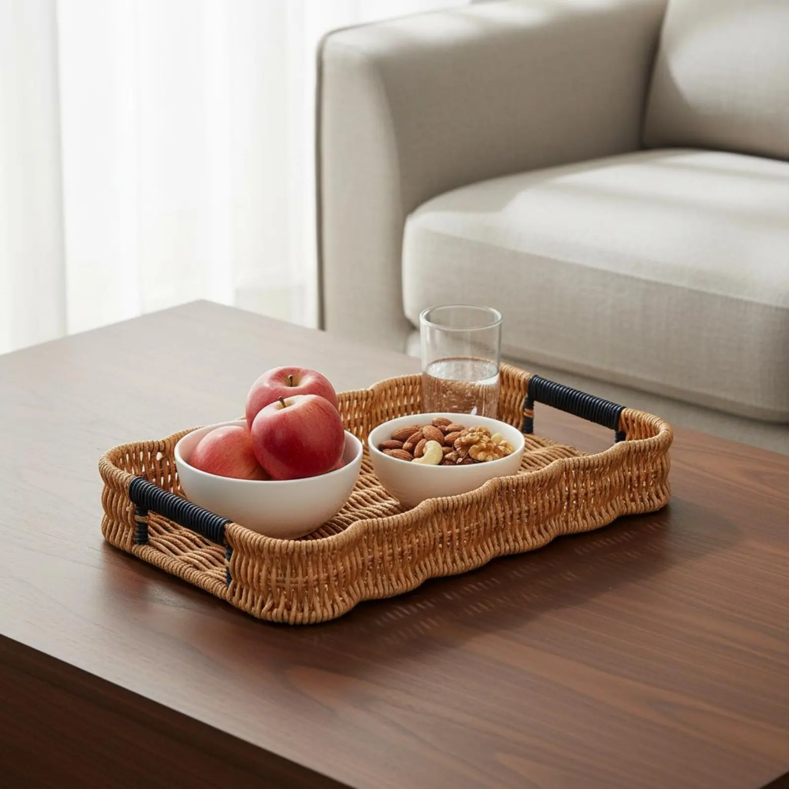 Woven Fruit Basket Wavy Rim Decorative Basket Tray Household Storage Sturdy
Woven Fruit Basket Wavy Rim Decorative Basket Tray Household Storage Sturdy