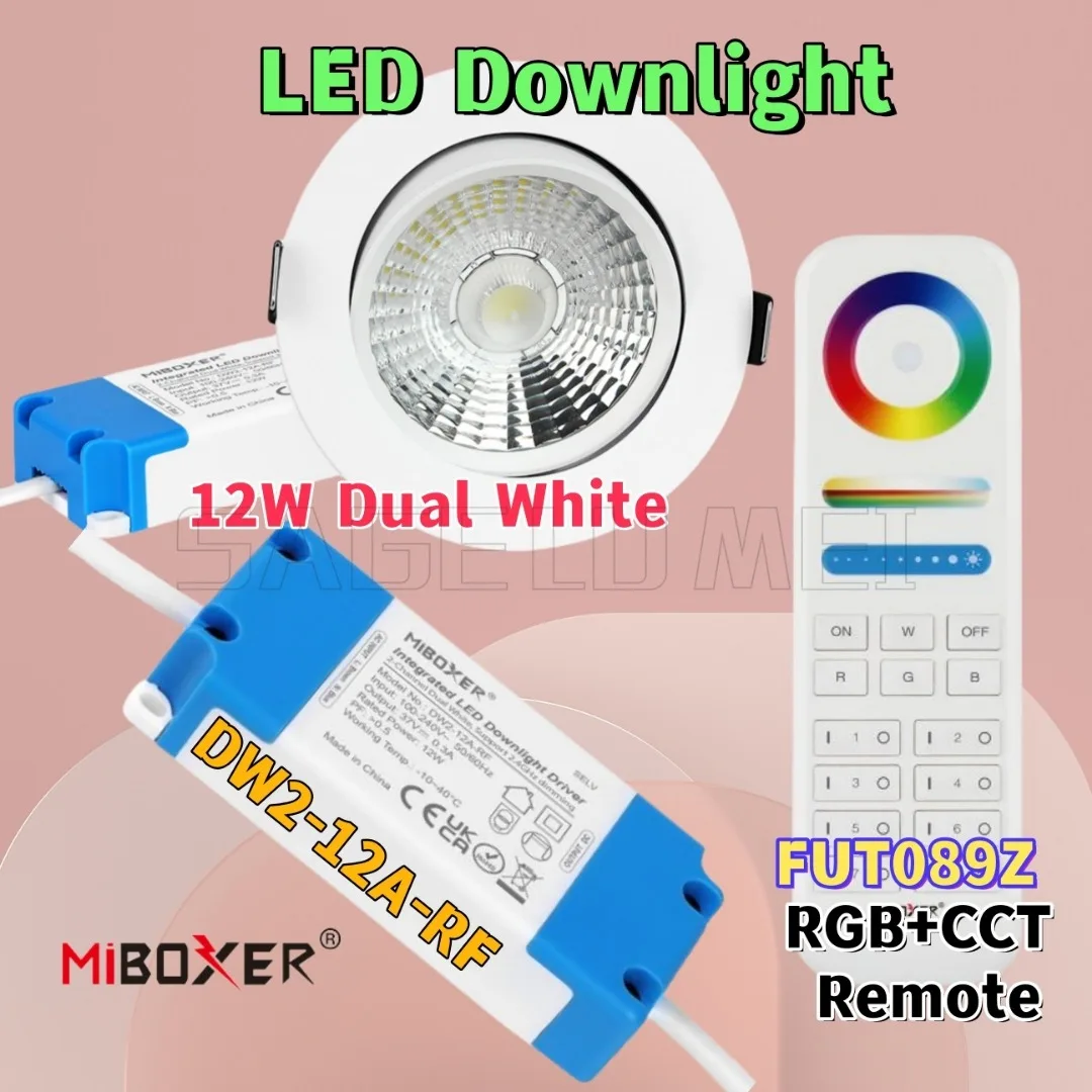 Miboxer DW2-12A-RF FUT089Z High CRI COB LED Chip 2.4G RF remote controllable 12W Dual White LED Downlight (2.4GHz) AC100~240V
Miboxer DW2-12A-RF FUT089Z High CRI COB LED Chip 2.4G RF remote controllable 12W Dual White LED Downlight (2.4GHz) AC100~240V