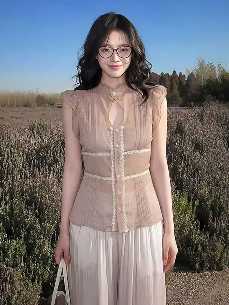 Y2k Aesthetic Lace Patchwork Vintage Blouse Stand Neck Hollow Out Sexy See Through Blusas Harajuku Single Breasted Grunge Shirt
Y2k Aesthetic Lace Patchwork Vintage Blouse Stand Neck Hollow Out Sexy See Through Blusas Harajuku Single Breasted Grunge Shirt