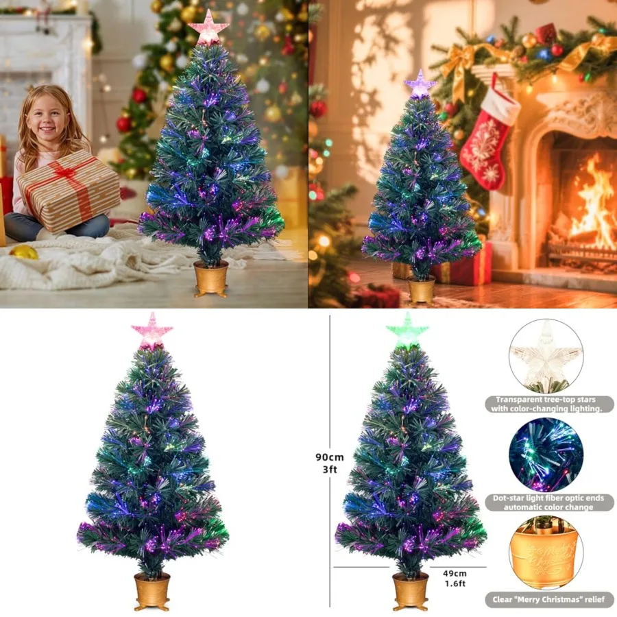 3Feet Pre-lit Mini Fiber Optic Tabletop Artificial Christmas Tree Small Xmas Tree with Stars Decorations
3Feet Pre-lit Mini Fiber Optic Tabletop Artificial Christmas Tree Small Xmas Tree with Stars Decorations