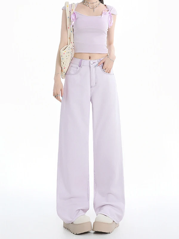 Purple High Waist Wide Leg Draped Denim Jeans Women's Loose Fit Floor-Length Pants Embroidery Design Versatile Slimming
Purple High Waist Wide Leg Draped Denim Jeans Women's Loose Fit Floor-Length Pants Embroidery Design Versatile Slimming