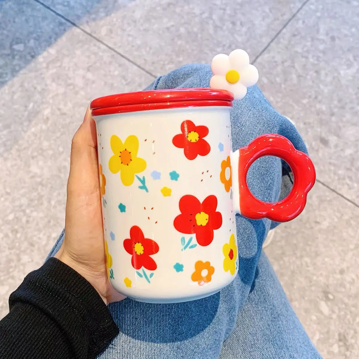 New Fashion Flower Mug with Lid Spoon Ceramic Cup Office Tea Cup All-match Boutique Kitchen Supplies Simple Style
New Fashion Flower Mug with Lid Spoon Ceramic Cup Office Tea Cup All-match Boutique Kitchen Supplies Simple Style