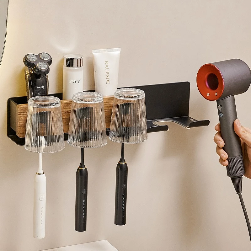 Стеллаж для хранения чашек для чистки зубов из орехового дерева в ванной комнате, держатель для фена, настенный держатель для чашки для полоскания рта для хранения
Стеллаж для хранения чашек для чистки зубов из орехового дерева в ванной комнате, держатель для фена, настенный держатель для чашки для полоскания рта для хранения