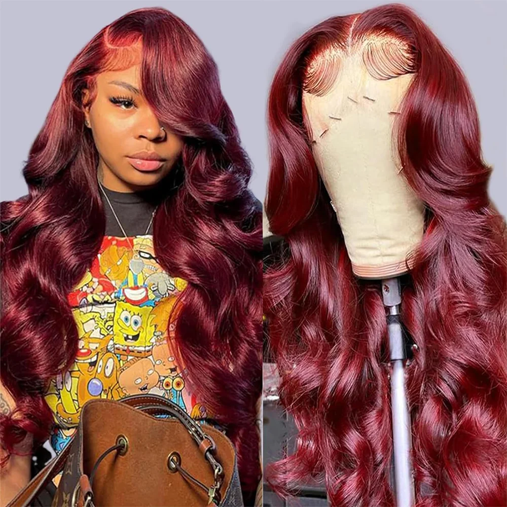 99J Burgundy Lace Front Wigs 100% Real Human Hair 12A Body Wave Glueless Wigs Pre Plucked 13x4 HD Full Lace Frontal Wigs
99J Burgundy Lace Front Wigs 100% Real Human Hair 12A Body Wave Glueless Wigs Pre Plucked 13x4 HD Full Lace Frontal Wigs