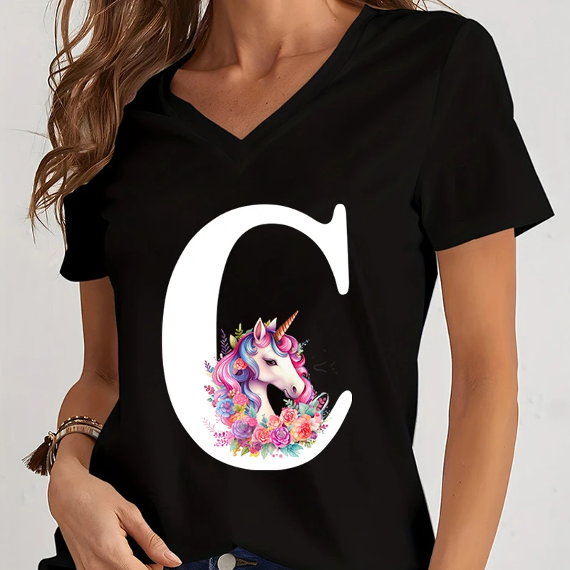 Women’s Graphic V-neck Black T-shirts Rainbow Rose Unicorn Girl’s Y2k Shirts Casual Loose Shirt Summer Y2k Fashion Tshirts Tees
Women’s Graphic V-neck Black T-shirts Rainbow Rose Unicorn Girl’s Y2k Shirts Casual Loose Shirt Summer Y2k Fashion Tshirts Tees