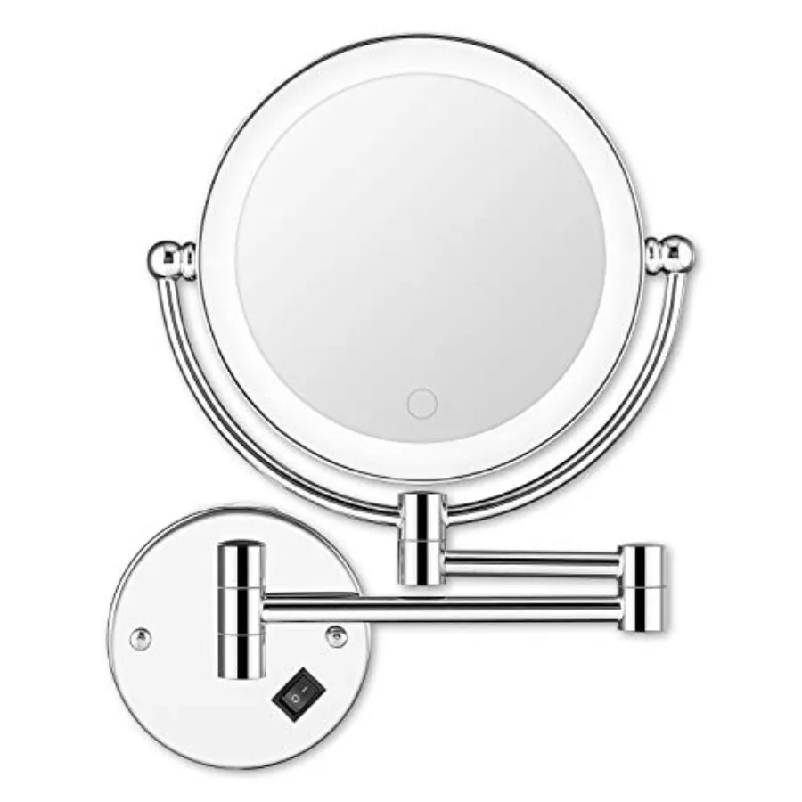 8" Wall Mounted Lighted Makeup Mirror, Double-Sided 1X/5X Magnifying Vanity Mirror with 3 Color LED Lights, Stepless Dimming To
8" Wall Mounted Lighted Makeup Mirror, Double-Sided 1X/5X Magnifying Vanity Mirror with 3 Color LED Lights, Stepless Dimming To