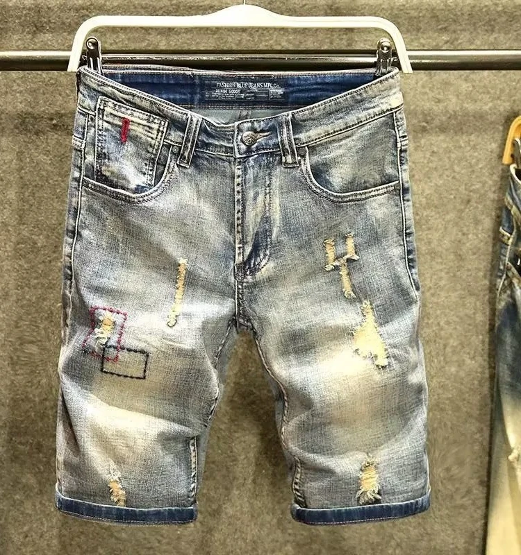 Летние винтажные мужские джинсы-шорты из денима, повседневные, эластичные, длиной до колена, модные, с эффектом потертости и устойчивые к истиранию
Летние винтажные мужские джинсы-шорты из денима, повседневные, эластичные, длиной до колена, модные, с эффектом потертости и устойчивые к истиранию