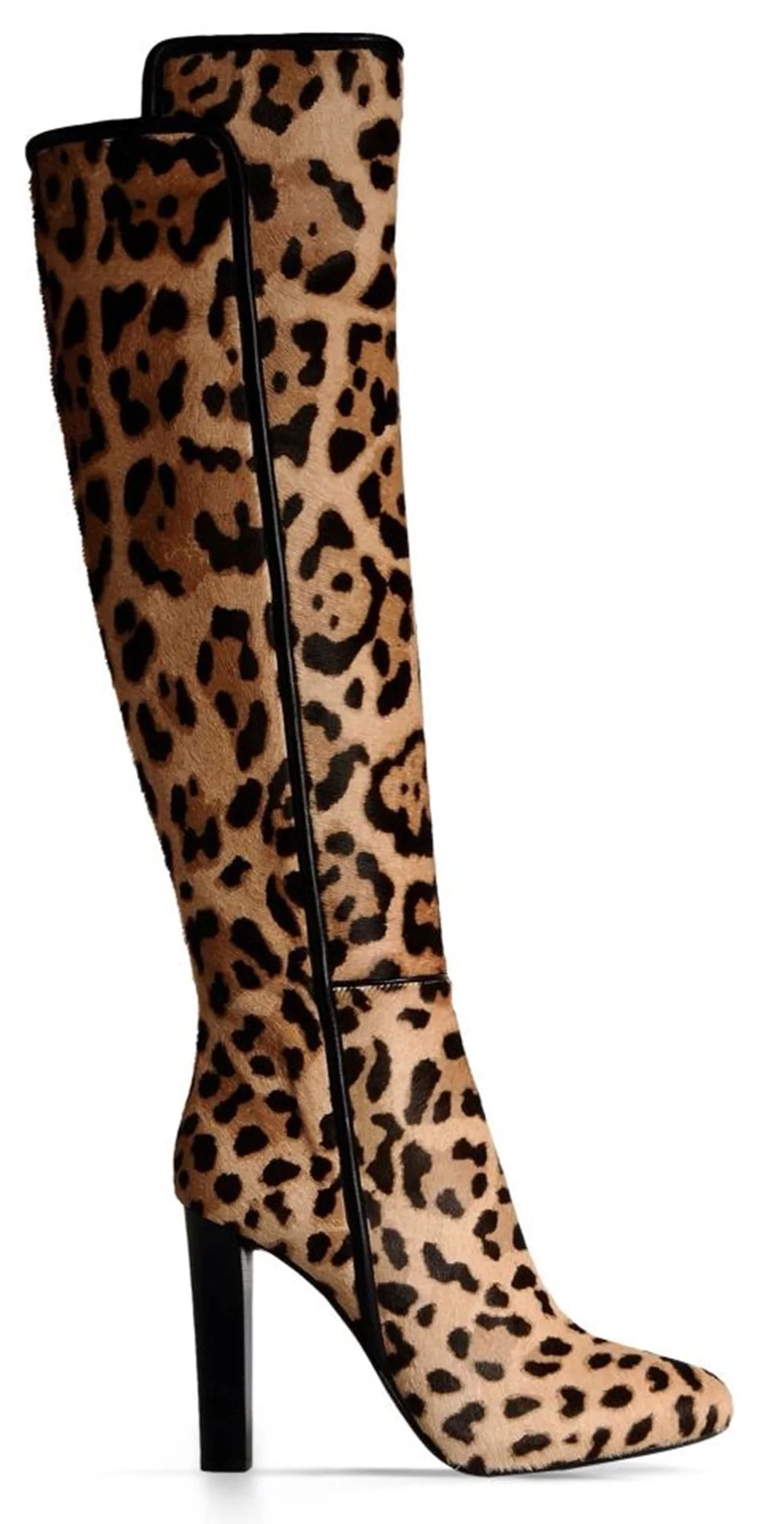 Сапоги до бедра с острым носком и леопардовым принтом на блочном каблуке Черная отделка Смелый дикий дизайн Ретро-шикарный стиль для модных образцов
Сапоги до бедра с острым носком и леопардовым принтом на блочном каблуке Черная отделка Смелый дикий дизайн Ретро-шикарный стиль для модных образцов
