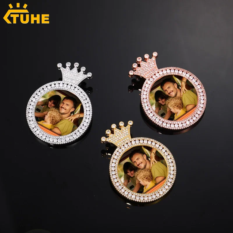 Copper Round Crown photo Pendants Brass 5A Zircon Round Pendant For Memory Record Personalization Gift With Engrave Version
Copper Round Crown photo Pendants Brass 5A Zircon Round Pendant For Memory Record Personalization Gift With Engrave Version
