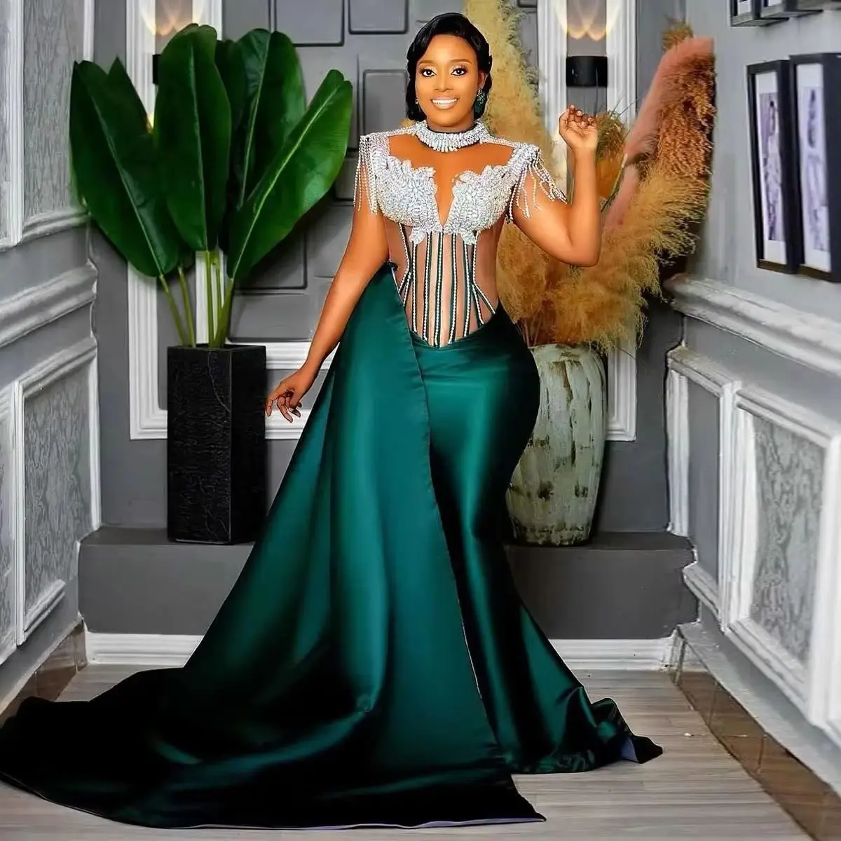 with Detachable Train Handmade Tassels Beaded Black Women Evening Dress Asoebi Party Gown Plus Size African Formal Prom Dresses
with Detachable Train Handmade Tassels Beaded Black Women Evening Dress Asoebi Party Gown Plus Size African Formal Prom Dresses