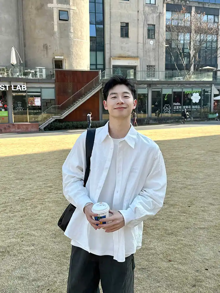 Spring New Sle White Basic Long Sve irt ex Casual Loose Simple Matchable Outerwear Trendy Button up Pure Color
Spring New Sle White Basic Long Sve irt ex Casual Loose Simple Matchable Outerwear Trendy Button up Pure Color
