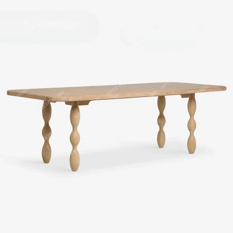 Solid wood dining table medieval wabi ash wood log table household simple rectangle high sense
Solid wood dining table medieval wabi ash wood log table household simple rectangle high sense