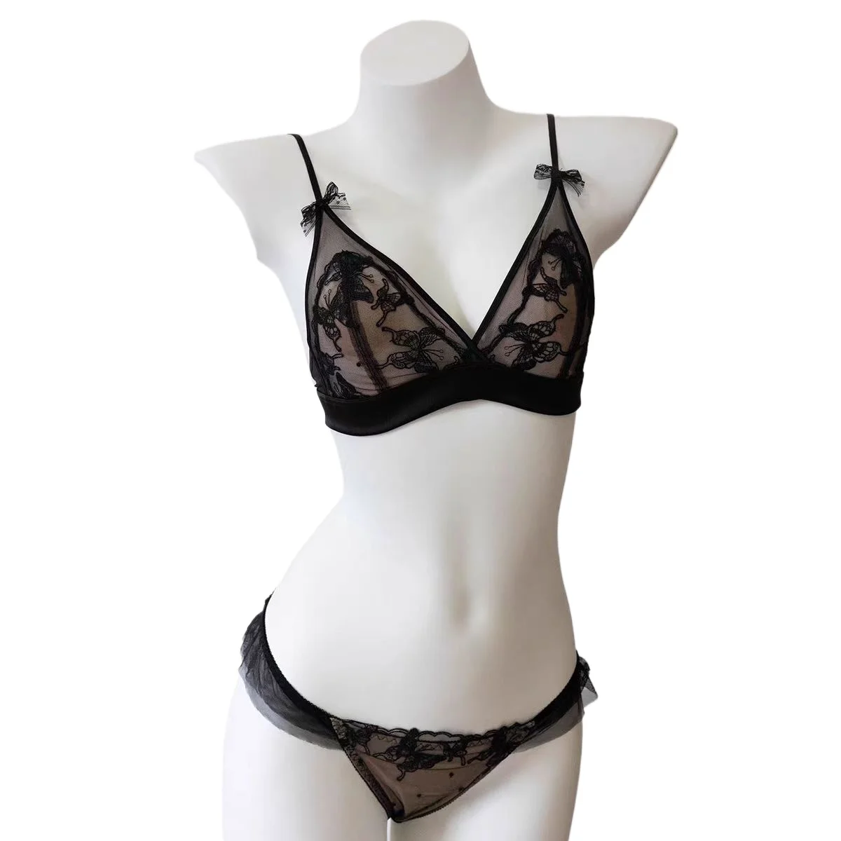 New Style Lace Thin Fresh Underwear Non-Underwire Low Center Gore Triangle Cup Solid Color Women's Bra Set
New Style Lace Thin Fresh Underwear Non-Underwire Low Center Gore Triangle Cup Solid Color Women's Bra Set