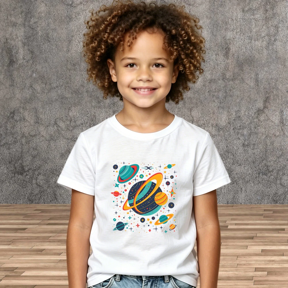 Summer Short Sleeve Cotton Shirts Unisex Kids Cartoon Space Printed Tops
Summer Short Sleeve Cotton Shirts Unisex Kids Cartoon Space Printed Tops