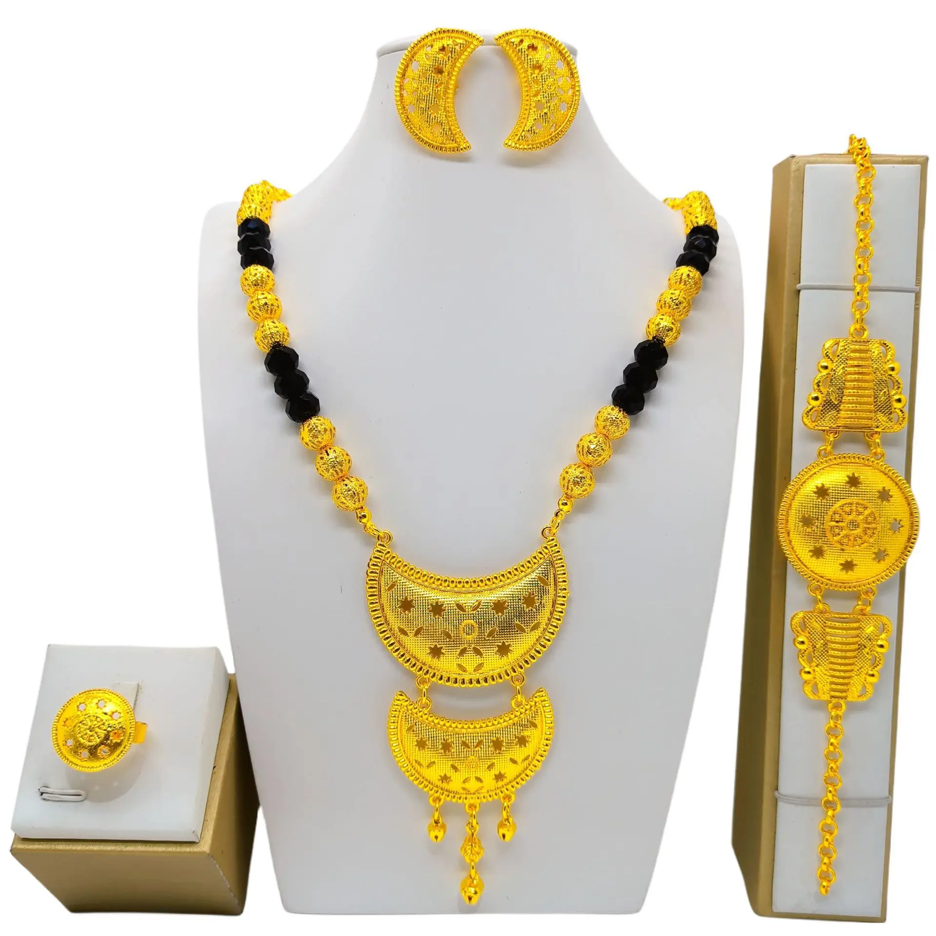 24K real gold 9999 yellow gold Bride Wedding Jewelry Necklace Bracelet Ring Earrings
24K real gold 9999 yellow gold Bride Wedding Jewelry Necklace Bracelet Ring Earrings