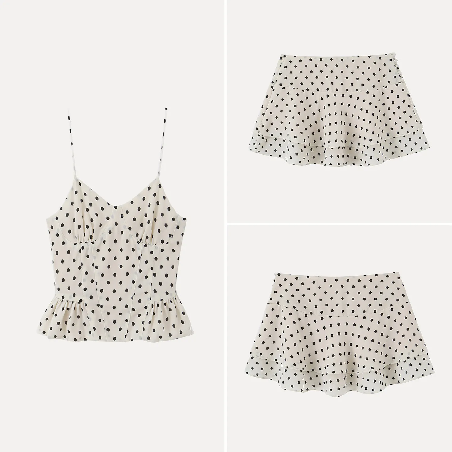 Women's Polka Dot Print Slim Fit Tank Top with Button Decoration Layered Skirt Pants Fashionable Summer Outfit Set
Women's Polka Dot Print Slim Fit Tank Top with Button Decoration Layered Skirt Pants Fashionable Summer Outfit Set