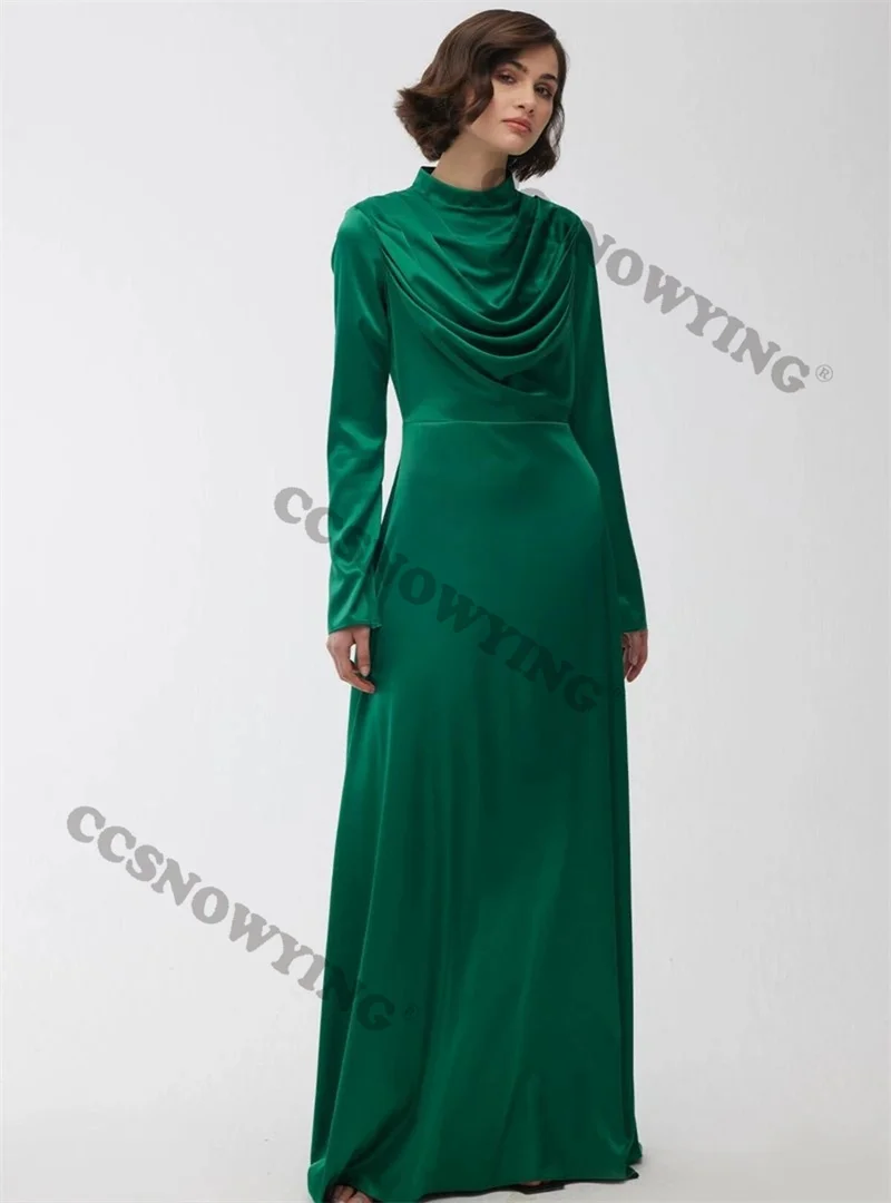 Green Satin High Neck Muslim Hijab Evening Dress Islamic Long Sleeve Formal Party Gowns Arabic Dubai Women Robes De Soirée
Green Satin High Neck Muslim Hijab Evening Dress Islamic Long Sleeve Formal Party Gowns Arabic Dubai Women Robes De Soirée