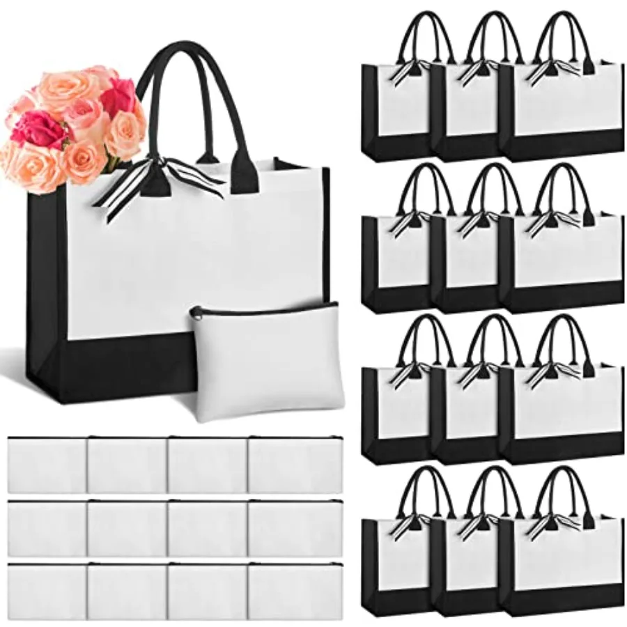 24 Pcs Beach Canvas Tote Bag with Canvas Set Blank Initial Makeup Reusable Gift Bags for Women Personalized Kitchen Grocery for
24 Pcs Beach Canvas Tote Bag with Canvas Set Blank Initial Makeup Reusable Gift Bags for Women Personalized Kitchen Grocery for