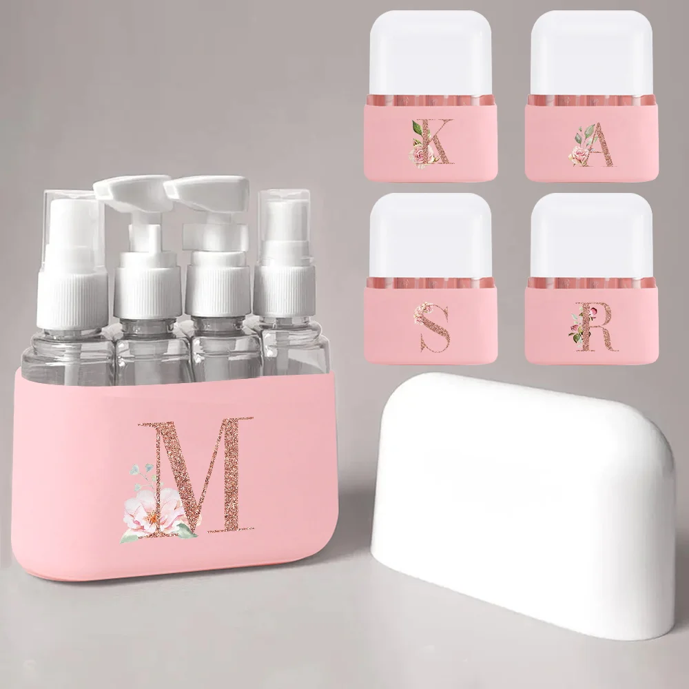 4pcs Travel Lightweight Liquid Dispenser Set Refillable For Cosmetics Rose Gold Letter Design Initial Name 26 Letters Pattern
4pcs Travel Lightweight Liquid Dispenser Set Refillable For Cosmetics Rose Gold Letter Design Initial Name 26 Letters Pattern