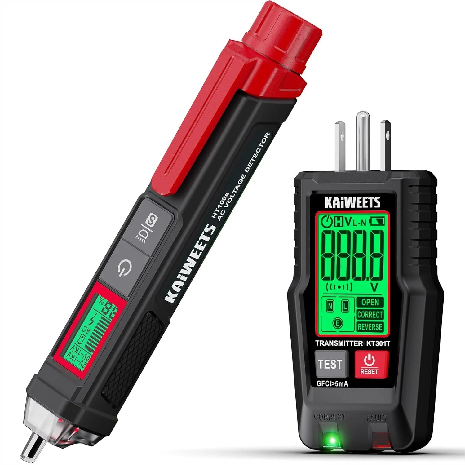 Non-Contact Voltage Tester and GFCI Outlet Tester Kit with LCD Display, Wiring Fault Checker for Electricians and DIY Projects
Non-Contact Voltage Tester and GFCI Outlet Tester Kit with LCD Display, Wiring Fault Checker for Electricians and DIY Projects