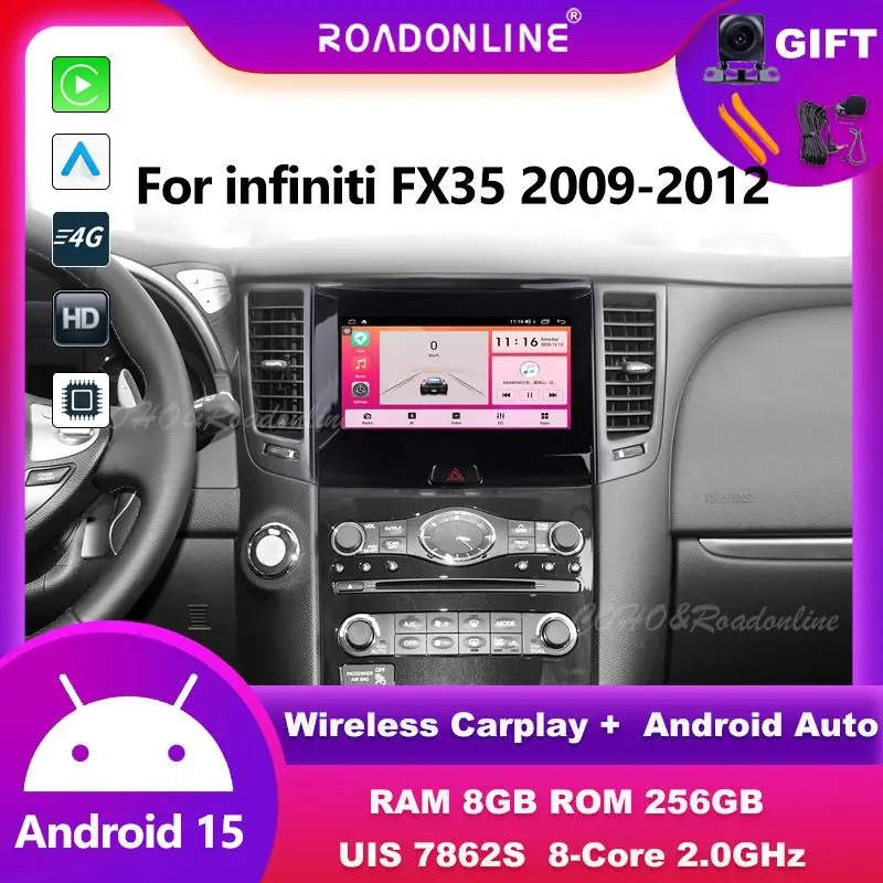 Android audio For infiniti FX35 2009-2012 8+256 car intelligent systems wireless carplay multimedia player
Android audio For infiniti FX35 2009-2012 8+256 car intelligent systems wireless carplay multimedia player