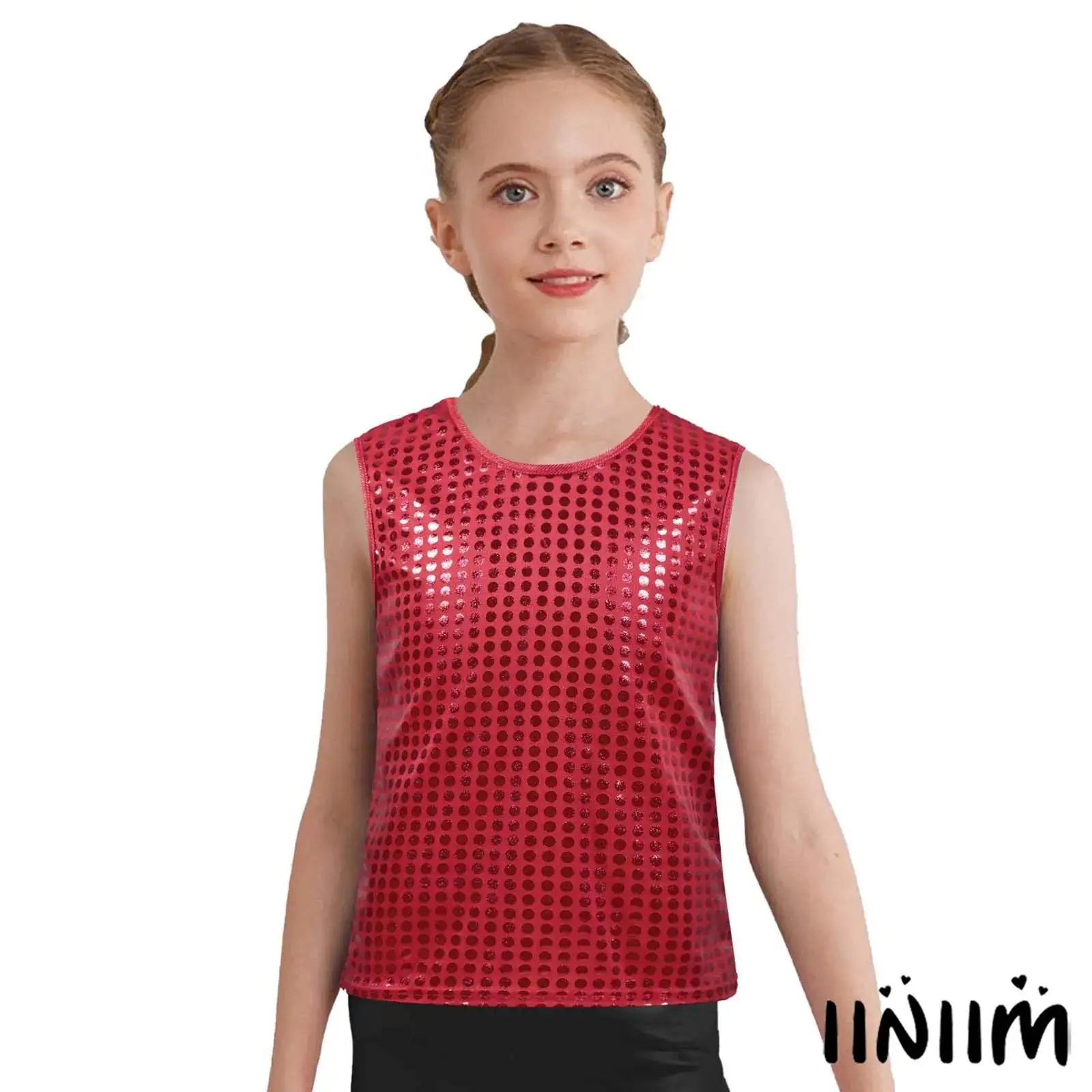 Girls Boys Metallic Dots Jazz Dance Vest Round Neck Sleeveless Tank Top Cheerleading Stage Performance Costume Jazz Dancewear
Girls Boys Metallic Dots Jazz Dance Vest Round Neck Sleeveless Tank Top Cheerleading Stage Performance Costume Jazz Dancewear