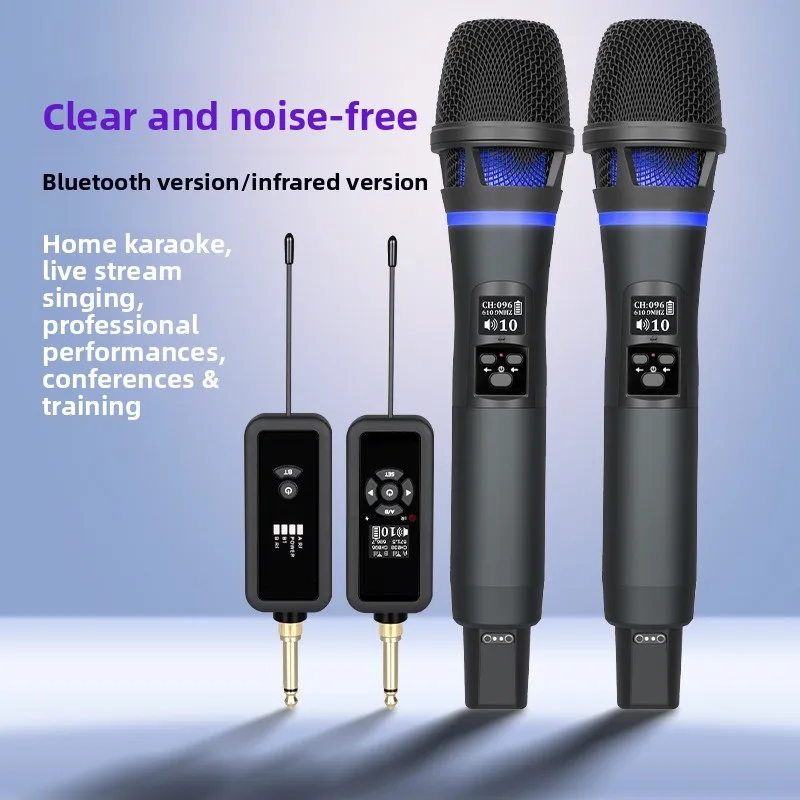 Professional UHF Wireless Microphone Set Infrared Frequency-Matching 1-to-2 with 15H Battery Metal Body for Live Performance
Professional UHF Wireless Microphone Set Infrared Frequency-Matching 1-to-2 with 15H Battery Metal Body for Live Performance