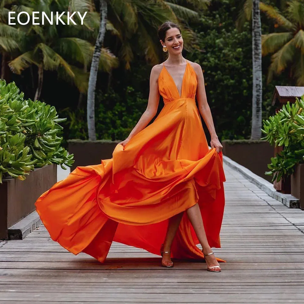 EOENKKY Simple A-Line Formal Evening Dress With Elastic Satin Deep V-Neck Sexy Celebrity Party Dress Backless Women's Prom Gowns
EOENKKY Simple A-Line Formal Evening Dress With Elastic Satin Deep V-Neck Sexy Celebrity Party Dress Backless Women's Prom Gowns