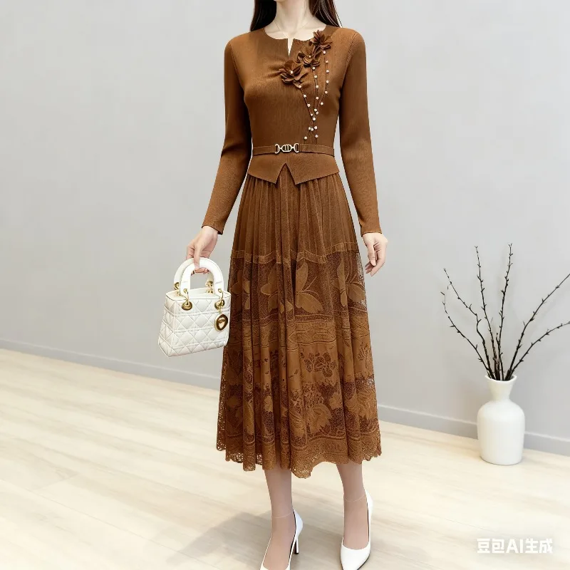 Плиссированные платья Miyake со складками, осень 2022, новое платье больших размеров, платье плиссе с бисером на талии, тонкое кружево, прессованная морщинистая длинная юбка
Плиссированные платья Miyake со складками, осень 2022, новое платье больших размеров, платье плиссе с бисером на талии, тонкое кружево, прессованная морщинистая длинная юбка