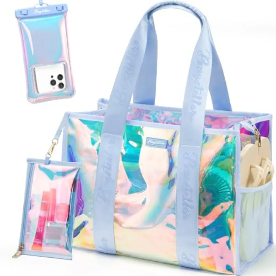 Bagstellar Iridescent Beach Tote Bags for Women, Large Zipper Beach Pool Swim Bag with Makeup Bag and Waterproof Phone Pouch Wa
Bagstellar Iridescent Beach Tote Bags for Women, Large Zipper Beach Pool Swim Bag with Makeup Bag and Waterproof Phone Pouch Wa