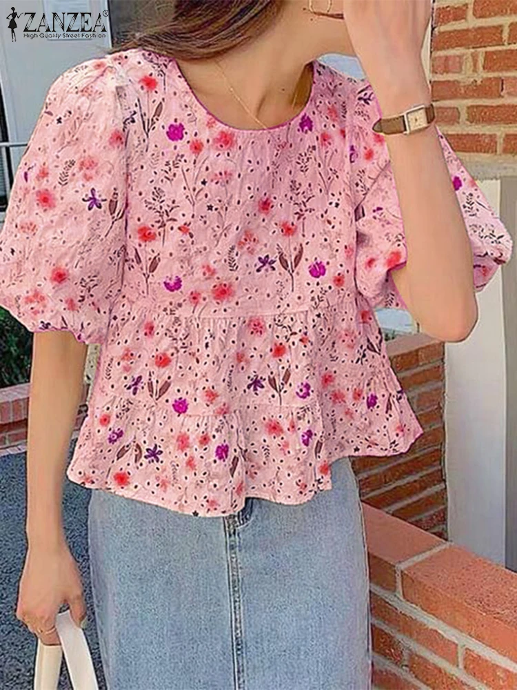 Summer Women Tops Bohemain Holiday Shirt 2025 ZANZEA Elegant Short Puff Sleeve Printed Blouse Stylish Work Blusas Tunic Oversize
Summer Women Tops Bohemain Holiday Shirt 2025 ZANZEA Elegant Short Puff Sleeve Printed Blouse Stylish Work Blusas Tunic Oversize