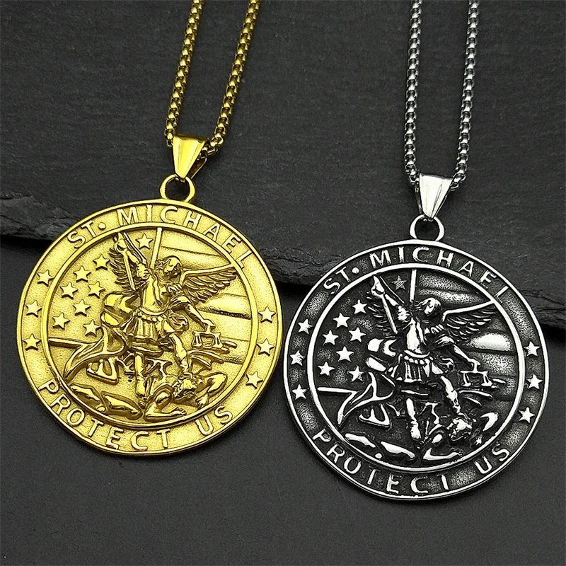 Archangel St.Michael Protect Us Pendant Necklace for Women Men Stainless Steel Christian Saint Michael Medal Chain Jewelry Gift
Archangel St.Michael Protect Us Pendant Necklace for Women Men Stainless Steel Christian Saint Michael Medal Chain Jewelry Gift