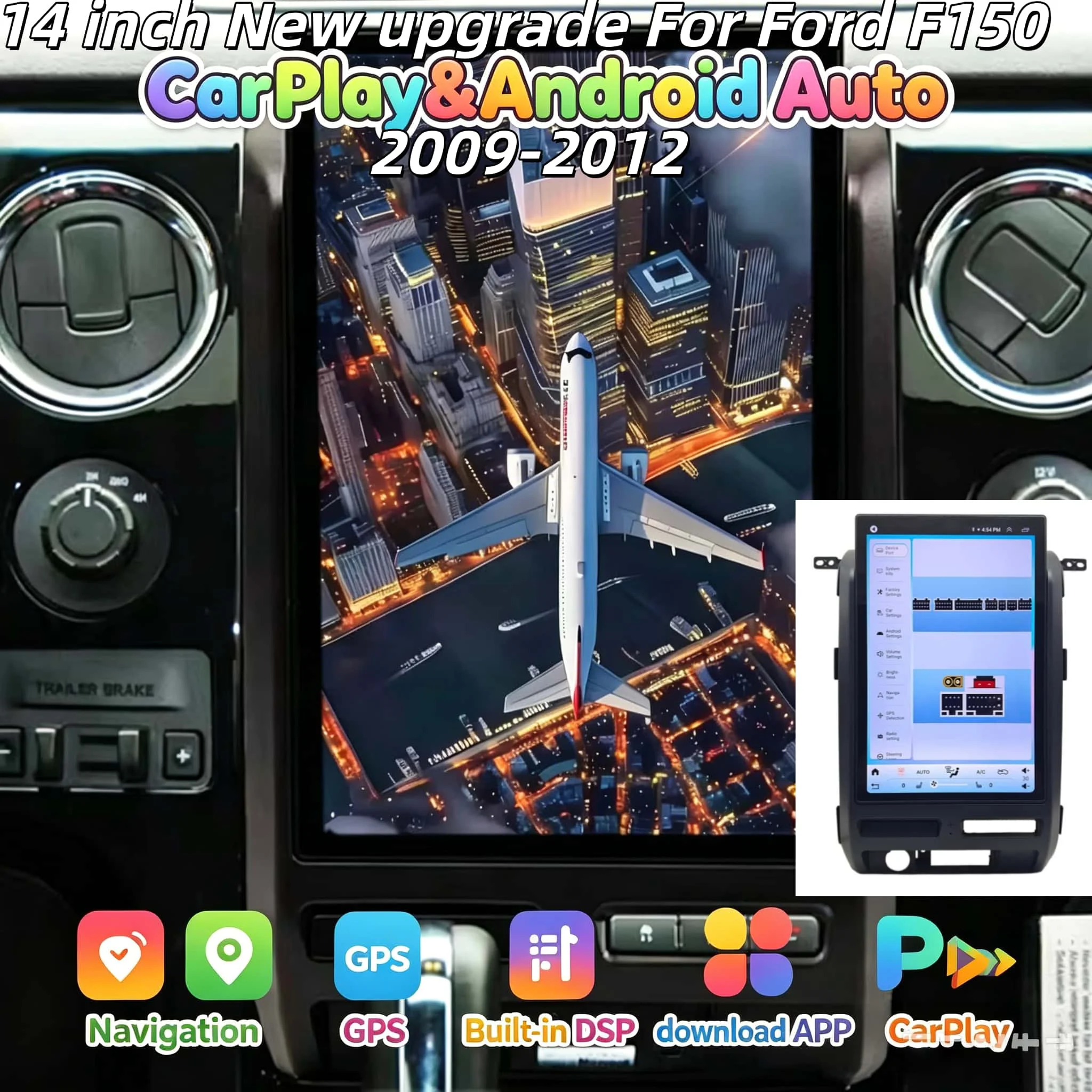 14 Inch Android Auto Navigation For Ford F150 2009-2012 CarPlay GPS Multimedia Player Car Radio Head Unit Touch Screen BT 5.0
14 Inch Android Auto Navigation For Ford F150 2009-2012 CarPlay GPS Multimedia Player Car Radio Head Unit Touch Screen BT 5.0