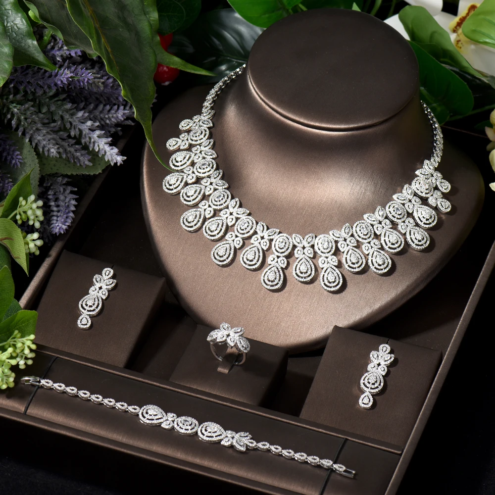 HIBRIDE Elegant Engagement Wedding Jewellery Shiny Flower CZ Bridal Jewelry Set for Women Necklace and Earring Sets bijoux S-027
HIBRIDE Elegant Engagement Wedding Jewellery Shiny Flower CZ Bridal Jewelry Set for Women Necklace and Earring Sets bijoux S-027