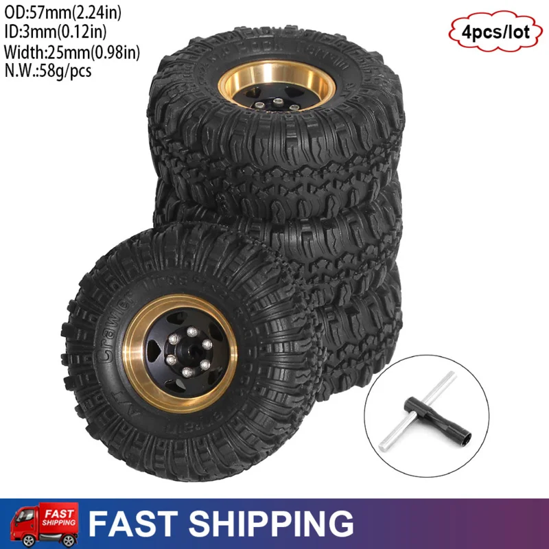 Brass 1.0'' RC Crawler Beadlock Tires&Wheels for 1/18 TRX4M SCX24 FMS Ascent-18 1/24 Axial SCX24 AX24 FCX24 Land Rover Bronco
Brass 1.0'' RC Crawler Beadlock Tires&Wheels for 1/18 TRX4M SCX24 FMS Ascent-18 1/24 Axial SCX24 AX24 FCX24 Land Rover Bronco