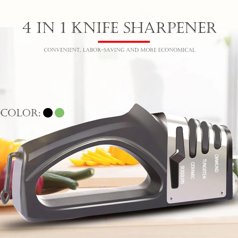 Knife Sharpener 4 in 1 Diamond Coated&Fine Rod Knife Shears and Scissors Kitchen Sharpening stone System Stainless Steel Blades
Knife Sharpener 4 in 1 Diamond Coated&Fine Rod Knife Shears and Scissors Kitchen Sharpening stone System Stainless Steel Blades